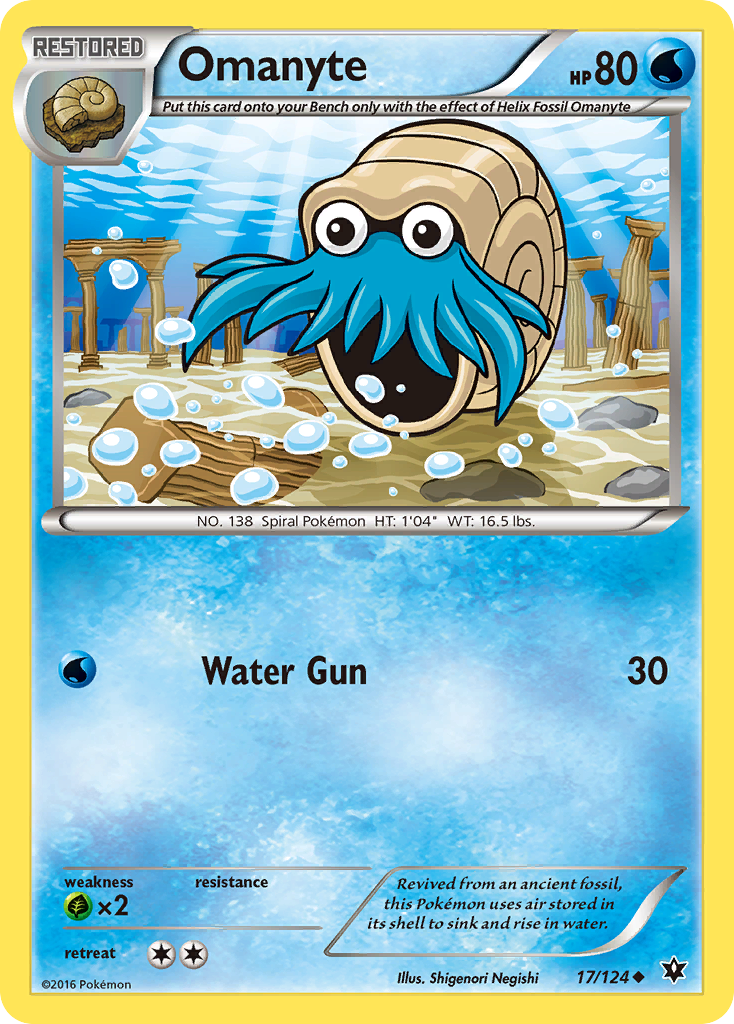 Omanyte 17/124 English Pokémon card from Fates Collide (2016)
