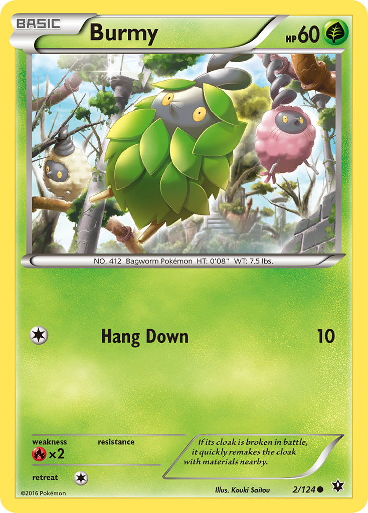 Burmy 2/124 English Pokémon card from Fates Collide (2016)