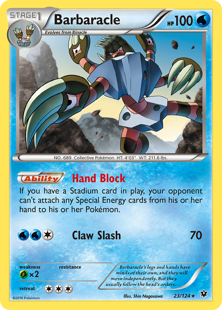 Barbaracle 23/124 English Pokémon card from Fates Collide (2016)