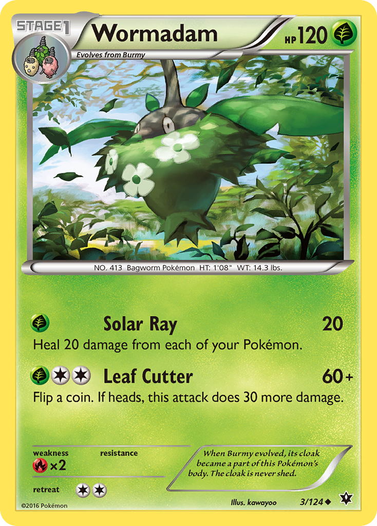 Wormadam 3/124 English Pokémon card from Fates Collide (2016)