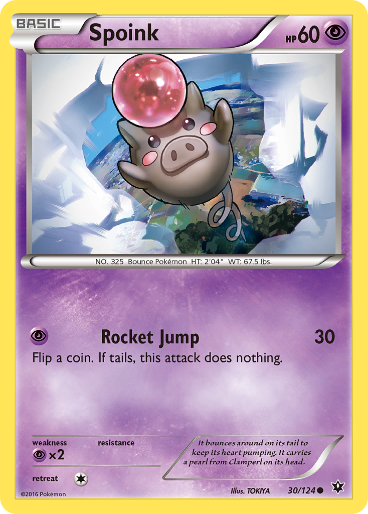 Spoink 30/124 English Pokémon card from Fates Collide (2016)