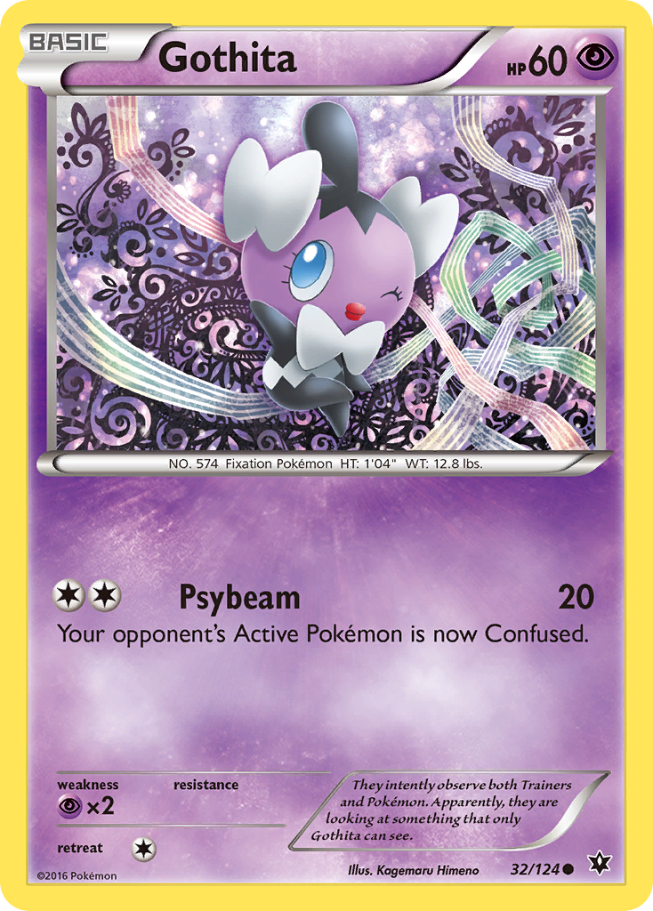 Gothita 32/124 English Pokémon card from Fates Collide (2016)