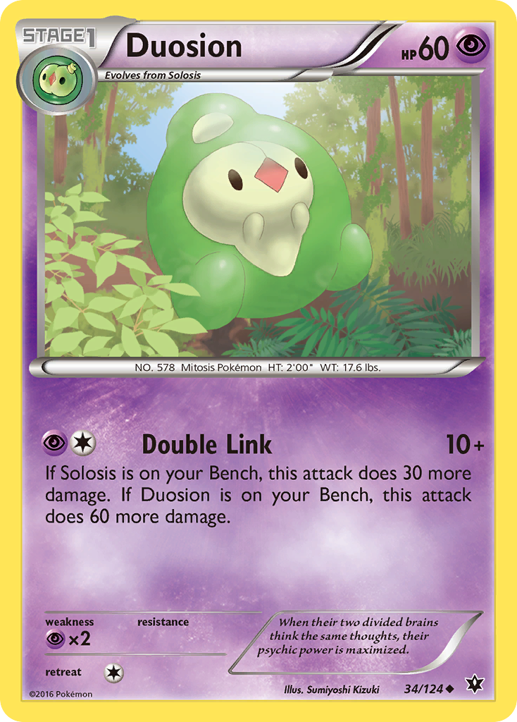Duosion 34/124 English Pokémon card from Fates Collide (2016)