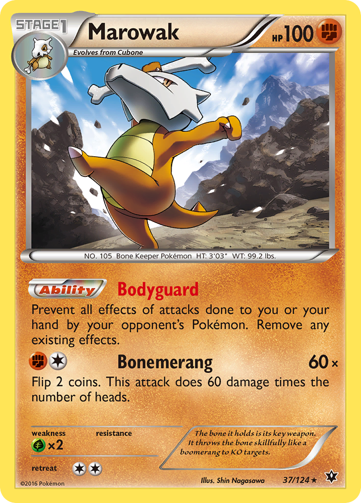 Marowak 37/124 English Pokémon card from Fates Collide (2016)