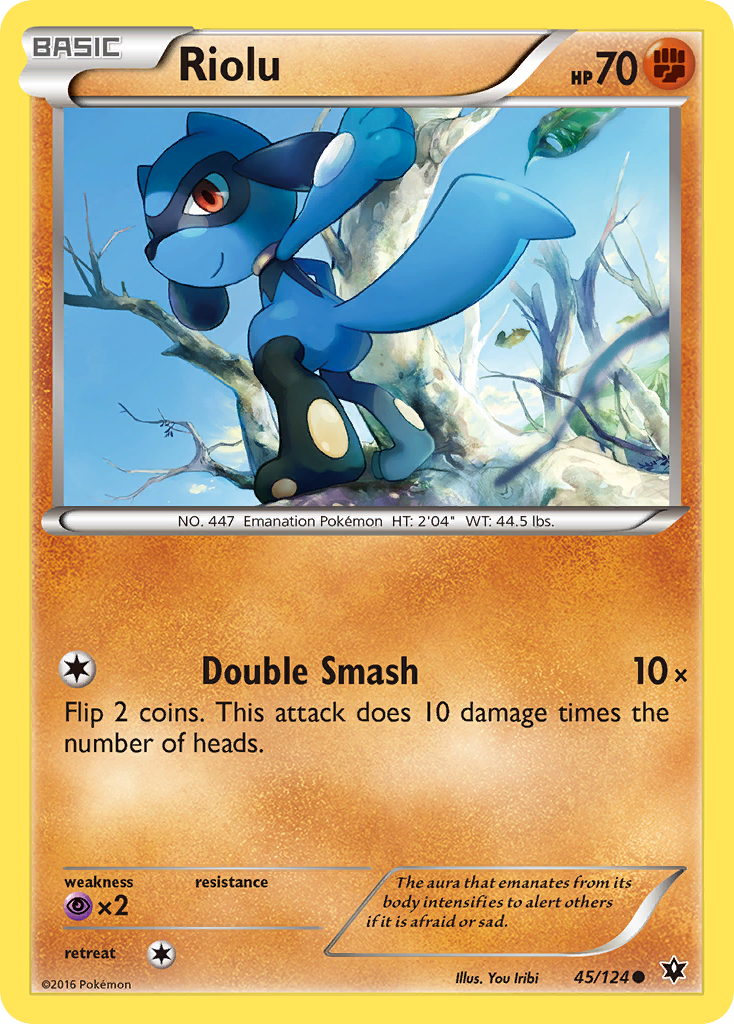Riolu 45/124 English Pokémon card from Fates Collide (2016)