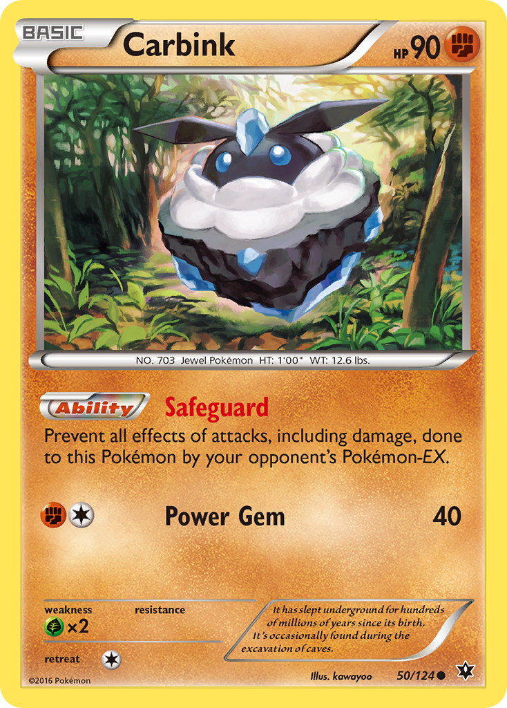 Carbink 50/124 English Pokémon card from Fates Collide (2016)