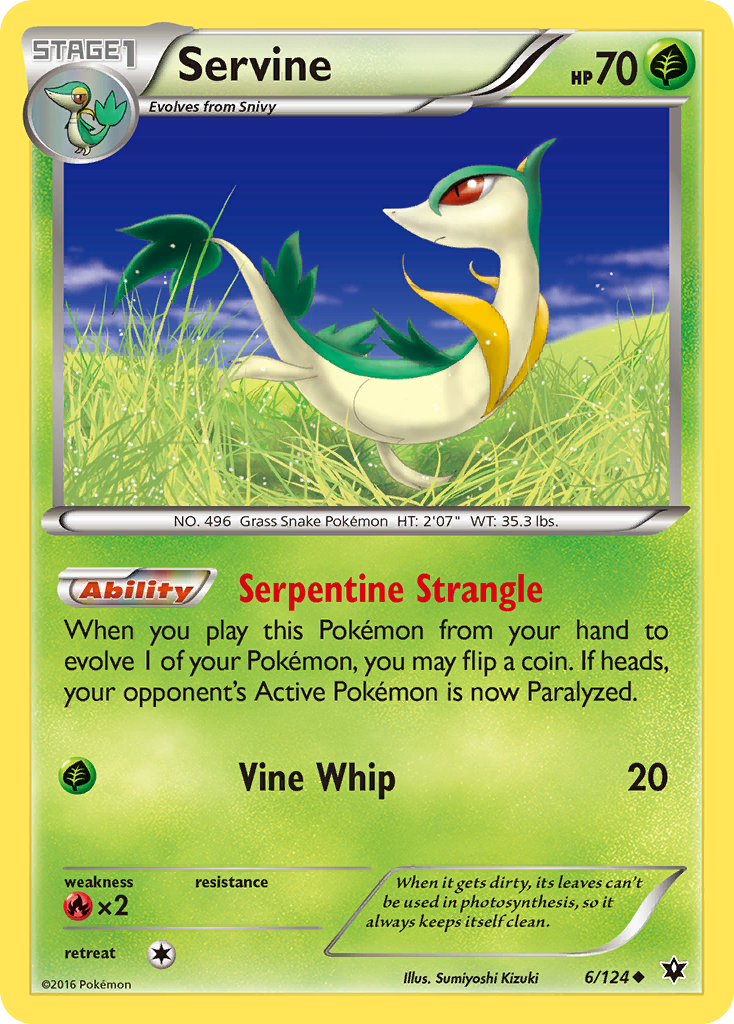 Servine 6/124 English Pokémon card from Fates Collide (2016)