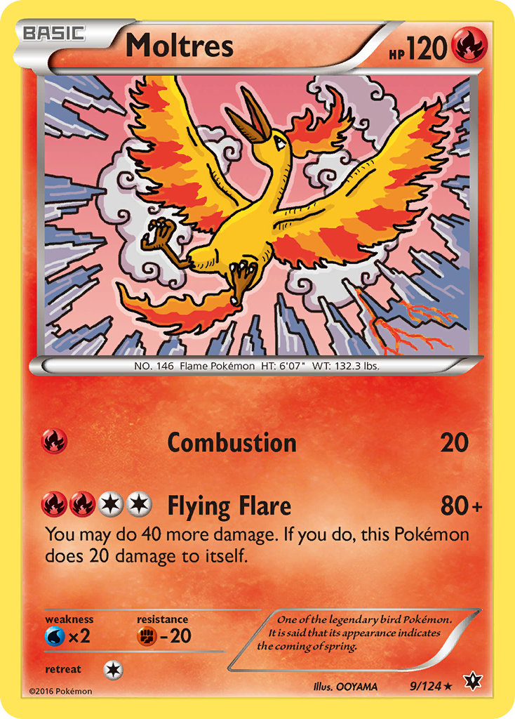 Moltres 9/124 English Pokémon card from Fates Collide (2016)