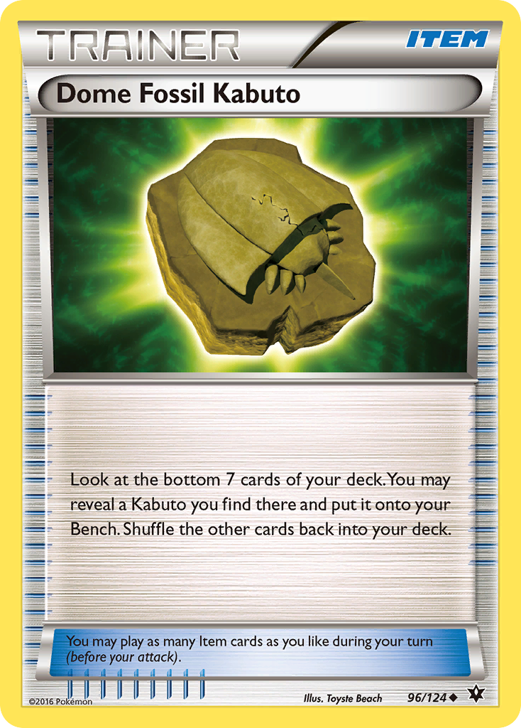 Dome Fossil Kabuto 96/124 English Pokémon card from Fates Collide (2016)