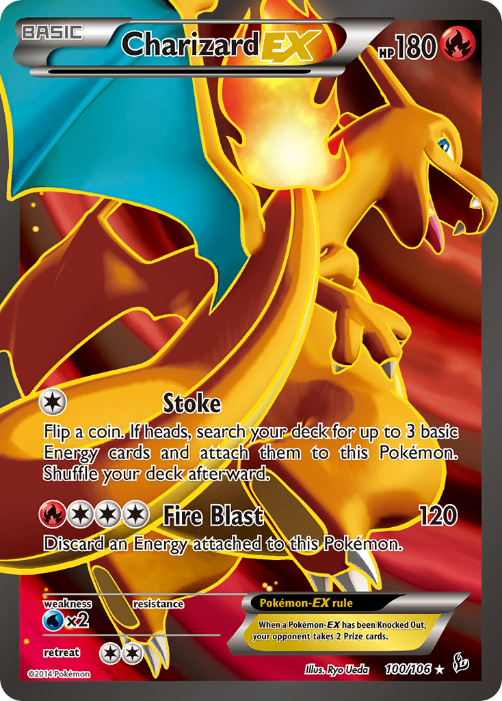 Charizard-EX 100/106 English Pokémon card from Flashfire (2014)