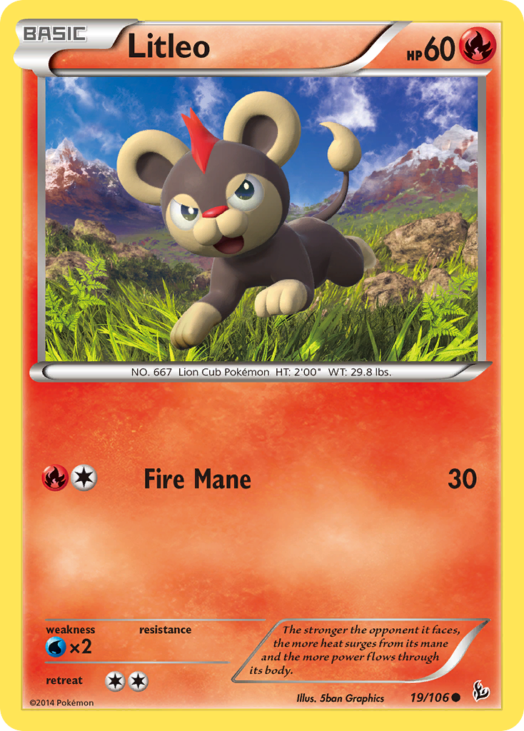 Litleo 19/106 English Pokémon card from Flashfire (2014)