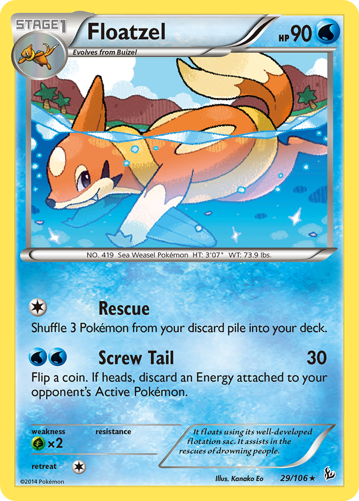 Floatzel 29/106 English Pokémon card from Flashfire (2014)