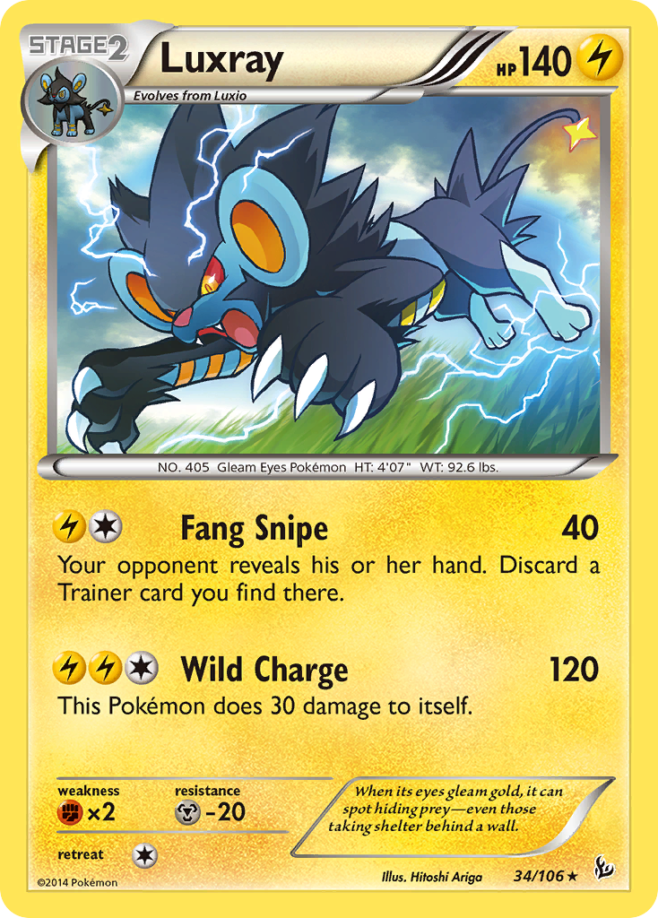 Luxray 34/106 English Pokémon card from Flashfire (2014)