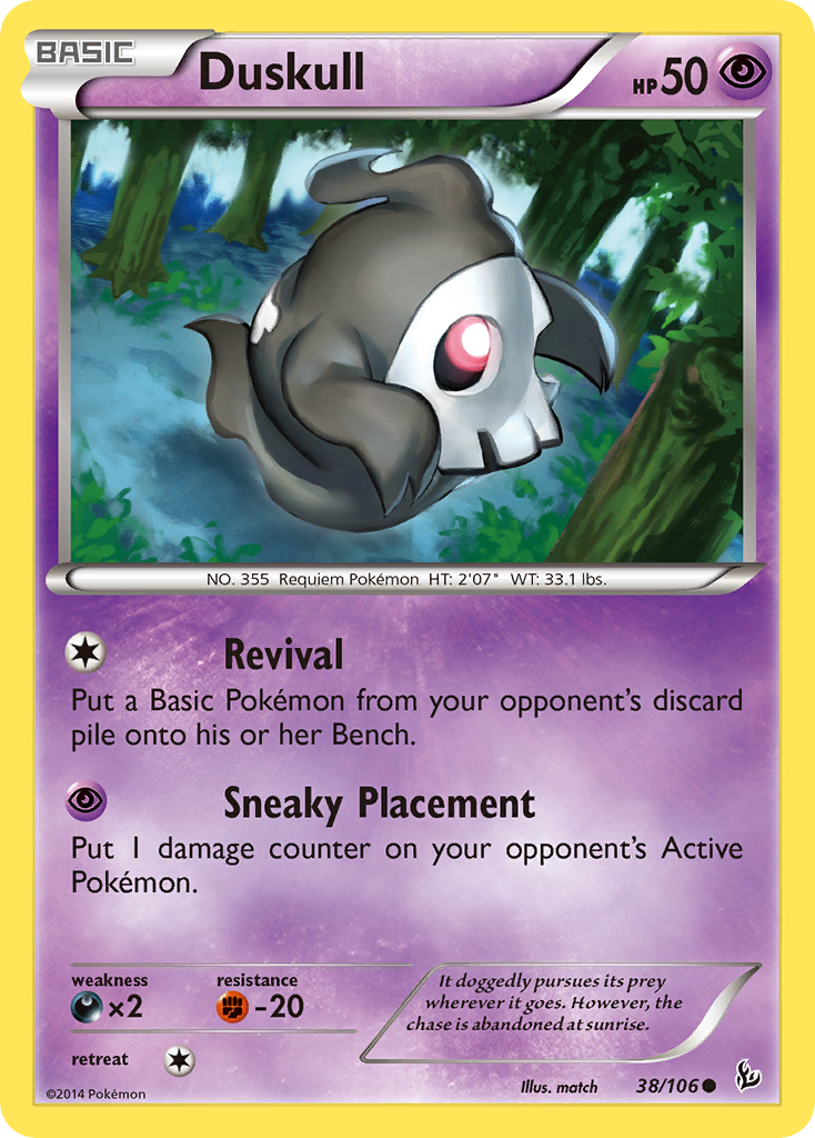 Duskull 38/106 English Pokémon card from Flashfire (2014)