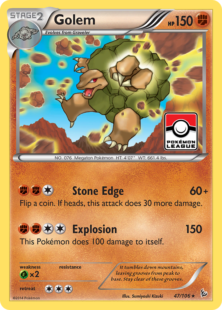 Golem 47/106 English Pokémon card from Flashfire (2014)