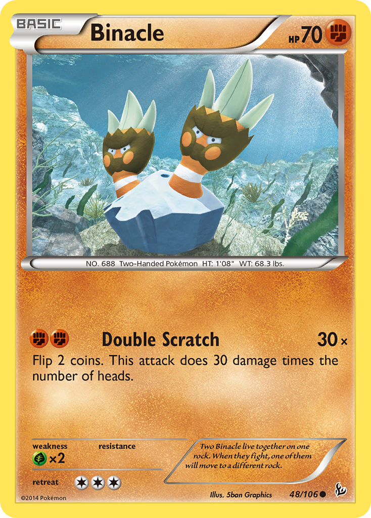 Binacle 48/106 English Pokémon card from Flashfire (2014)