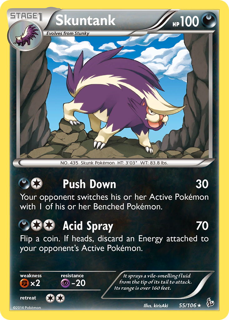 Skuntank 55/106 English Pokémon card from Flashfire (2014)