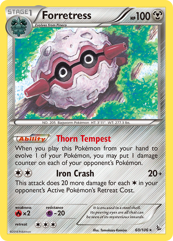 Forretress 60/106 English Pokémon card from Flashfire (2014)