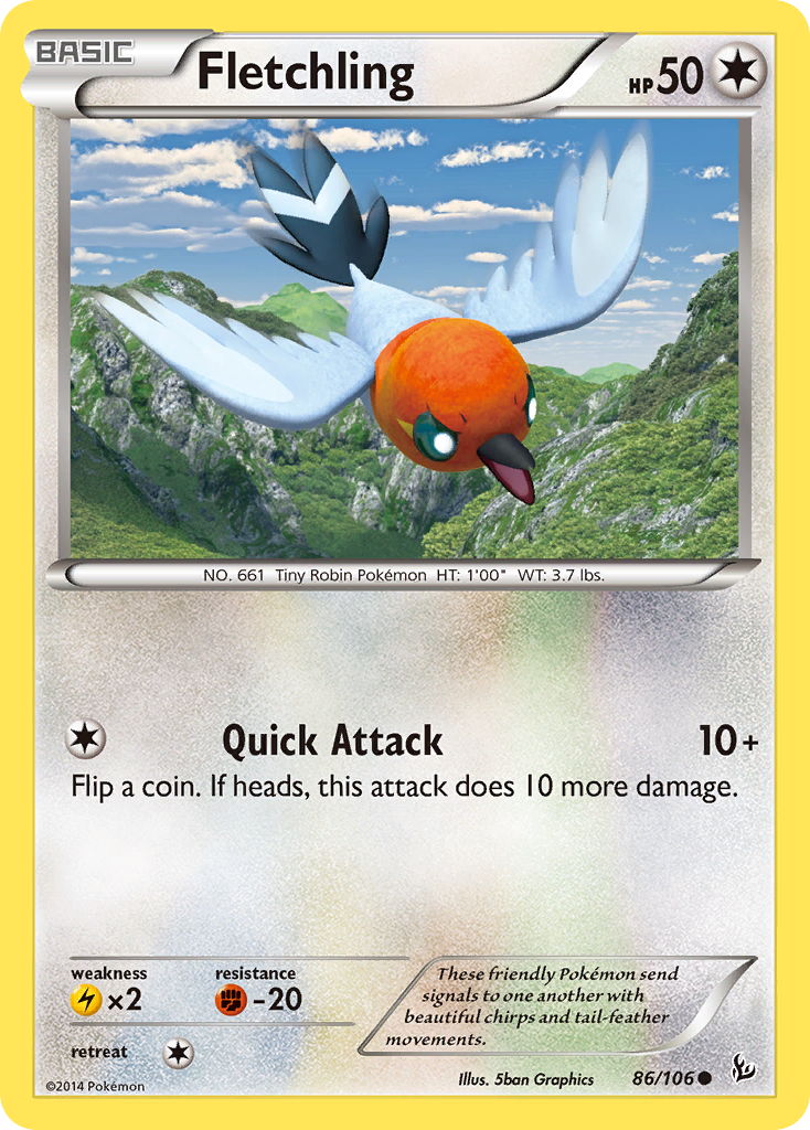 Fletchling 86/106 English Pokémon card from Flashfire (2014)