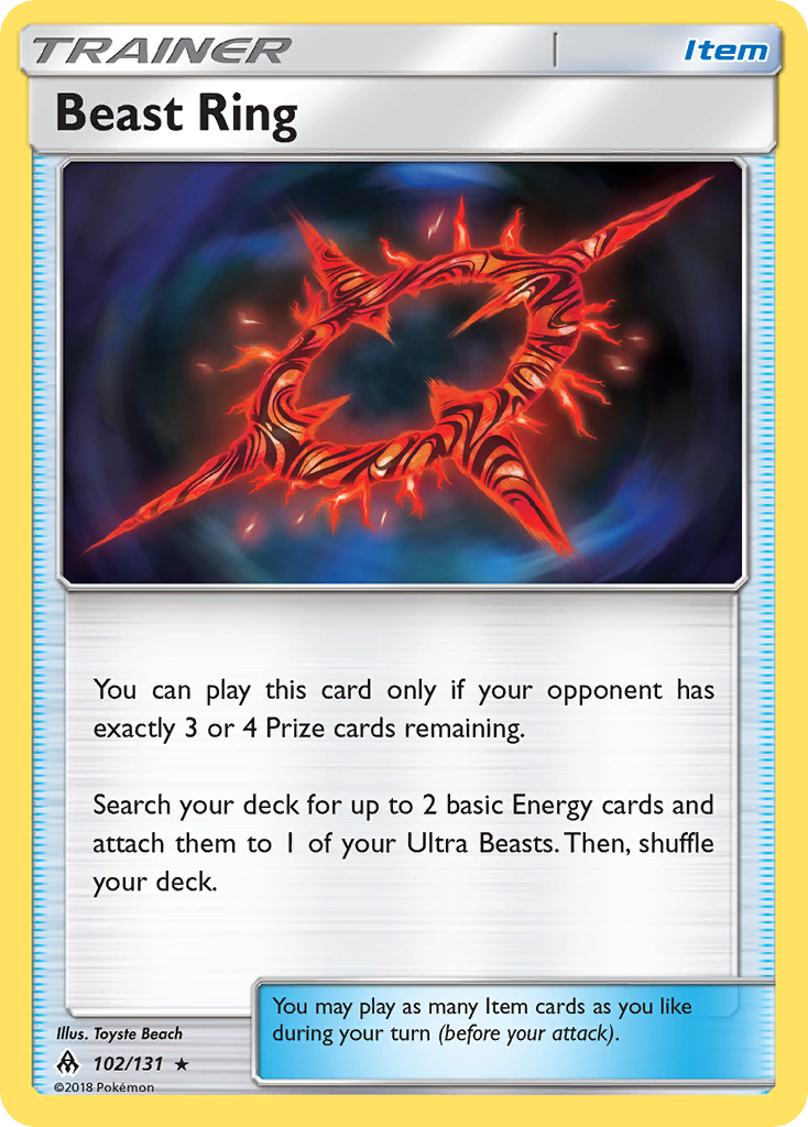 Beast Ring 102/131 English Pokémon card from Forbidden Light (2018)