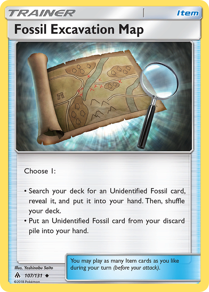 Fossil Excavation Map 107/131 English Pokémon card from Forbidden Light (2018)