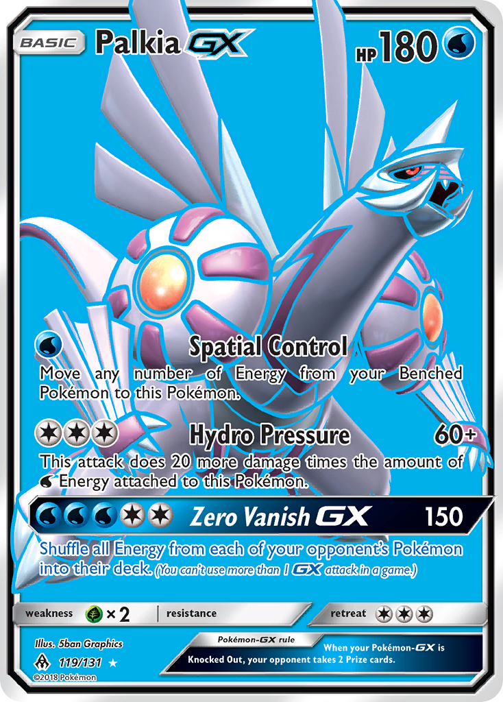 Palkia-GX 119/131 English Pokémon card from Forbidden Light (2018)