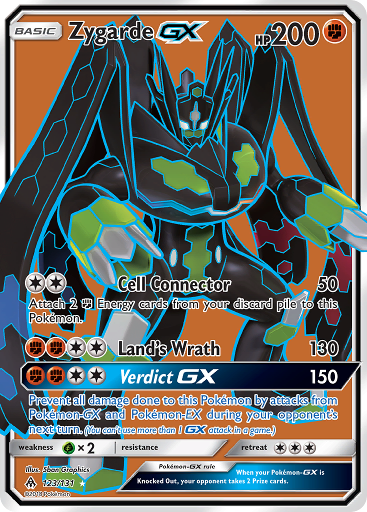 Zygarde-GX 123/131 English Pokémon card from Forbidden Light (2018)