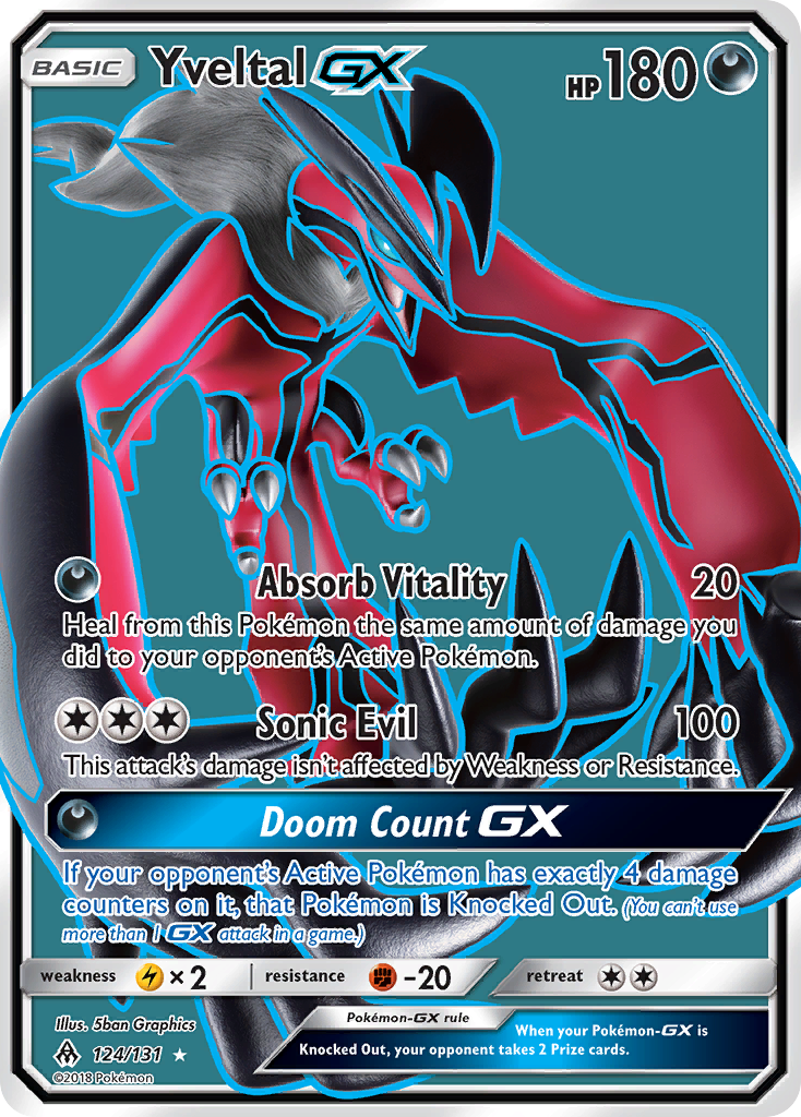 Yveltal-GX 124/131 English Pokémon card from Forbidden Light (2018)