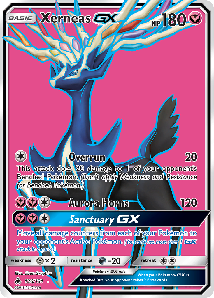 Xerneas-GX 126/131 English Pokémon card from Forbidden Light (2018)