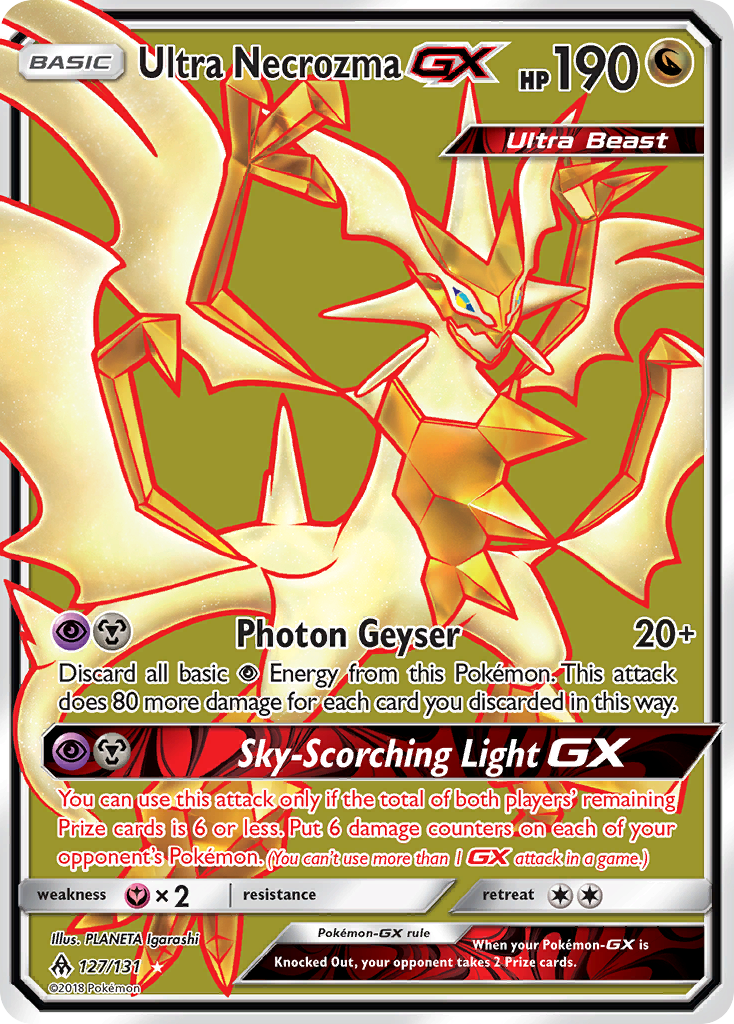 Ultra Necrozma-GX 127/131 English Pokémon card from Forbidden Light (2018)
