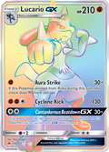Lucario-GX 135/131 English Pokémon card from Forbidden Light (2018)