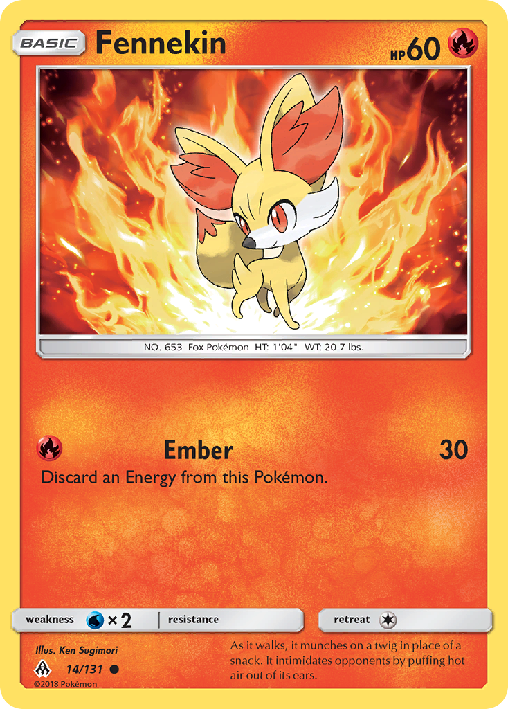 Fennekin 14/131 English Pokémon card from Forbidden Light (2018)