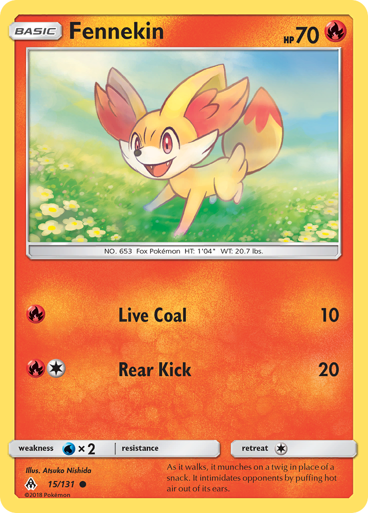 Fennekin 15/131 English Pokémon card from Forbidden Light (2018)