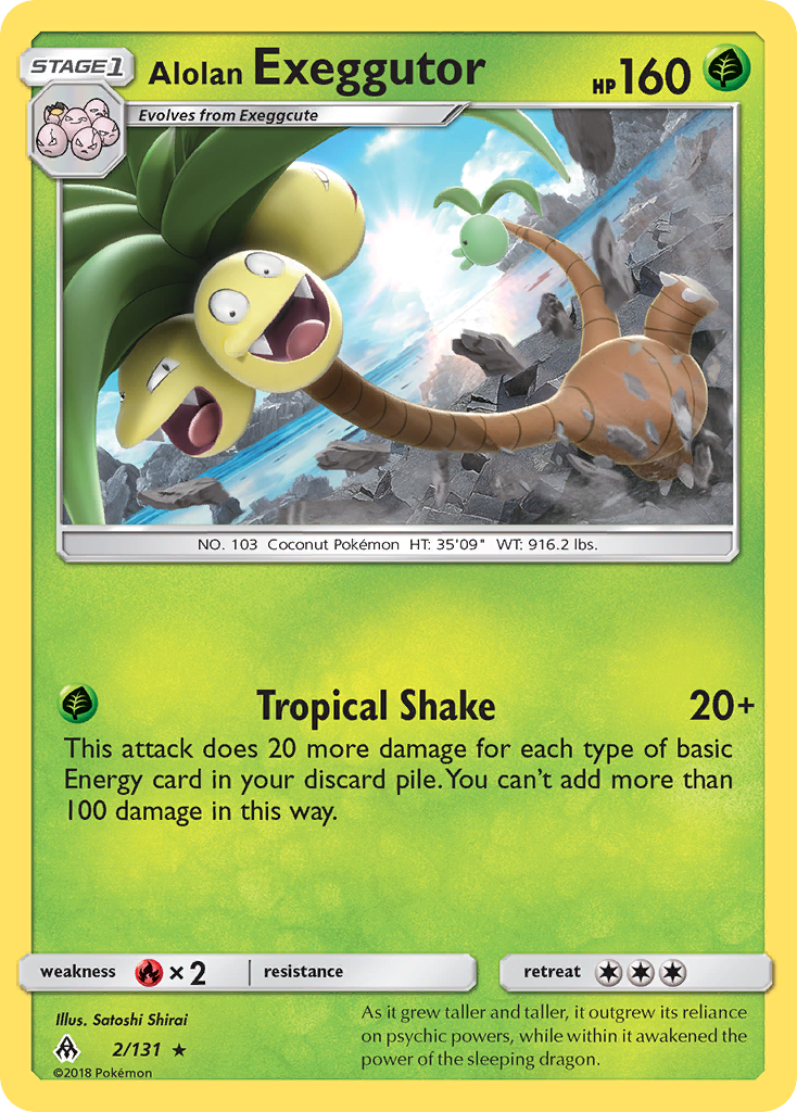Alolan Exeggutor 2/131 English Pokémon card from Forbidden Light (2018)