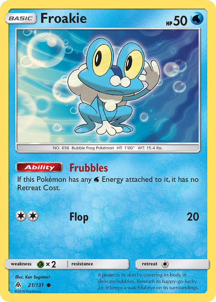 Froakie 21/131 English Pokémon card from Forbidden Light (2018)