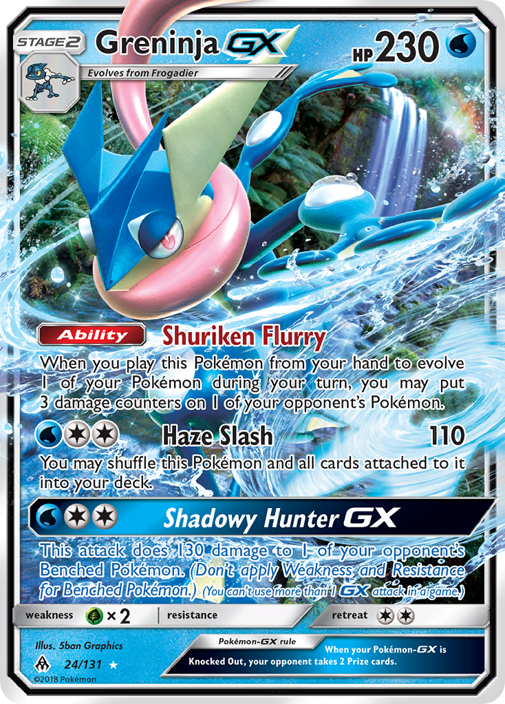 Greninja-GX 24/131 English Pokémon card from Forbidden Light (2018)