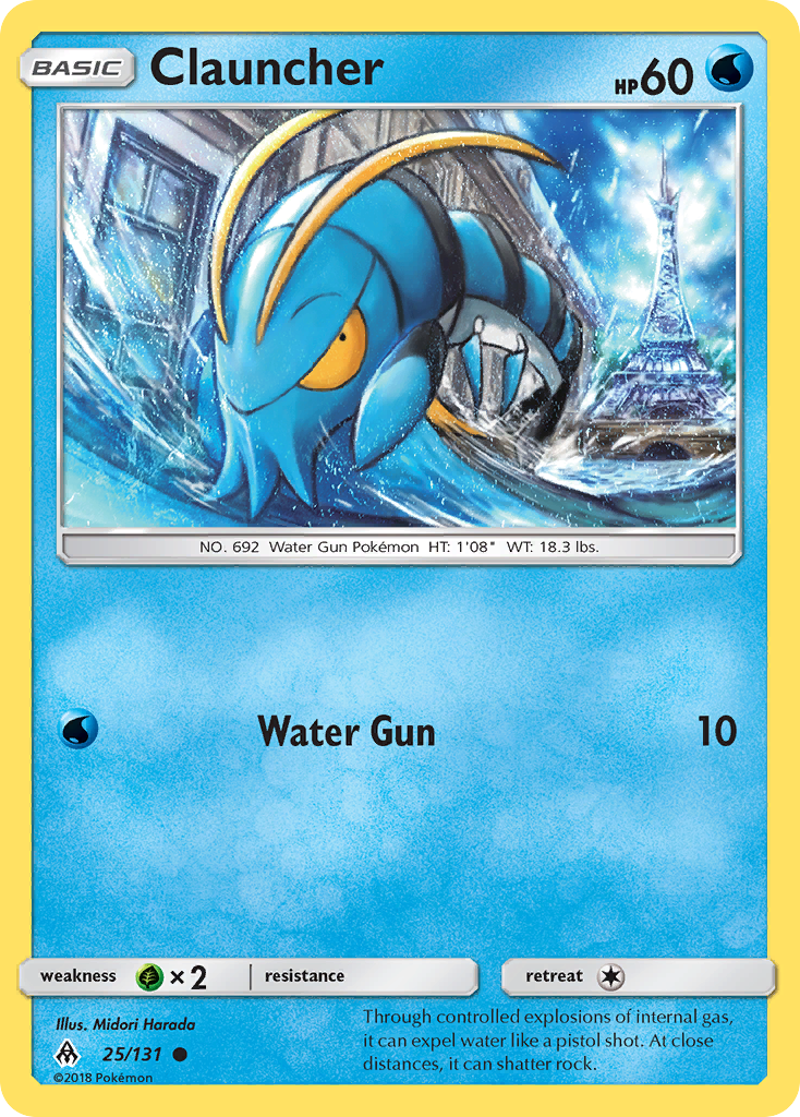 Clauncher 25/131 English Pokémon card from Forbidden Light (2018)