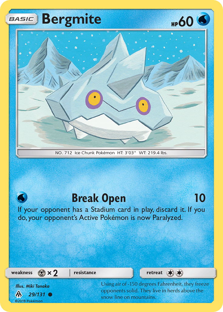 Bergmite 29/131 English Pokémon card from Forbidden Light (2018)