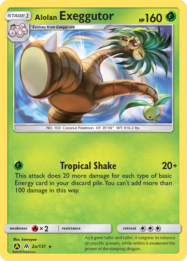 Alolan Exeggutor 2a/131 English Pokémon card from Forbidden Light (2018) — alternate artwork