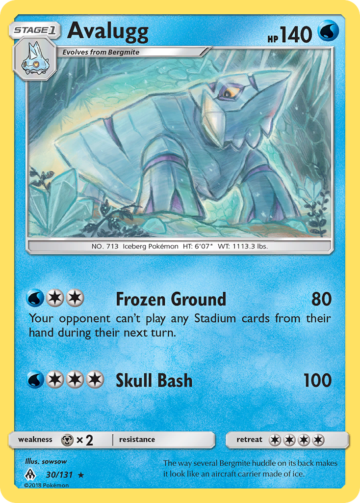 Avalugg 30/131 English Pokémon card from Forbidden Light (2018)