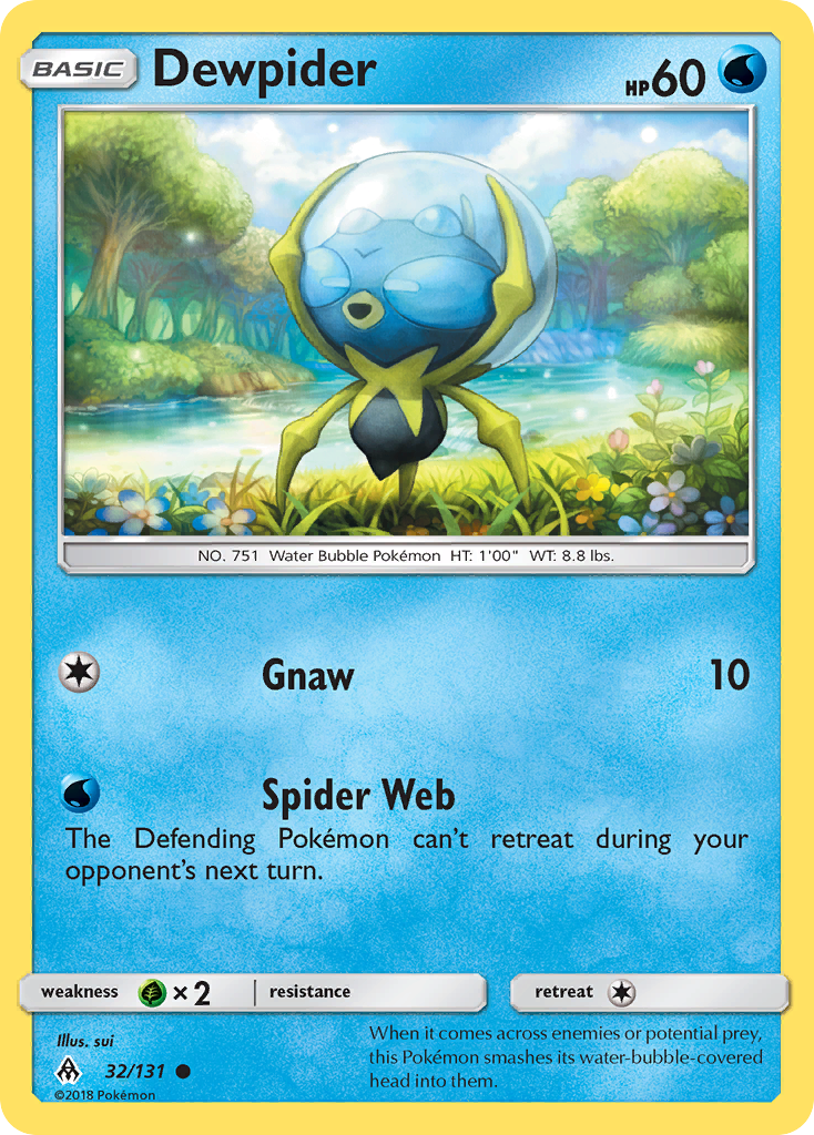 Dewpider 32/131 English Pokémon card from Forbidden Light (2018)