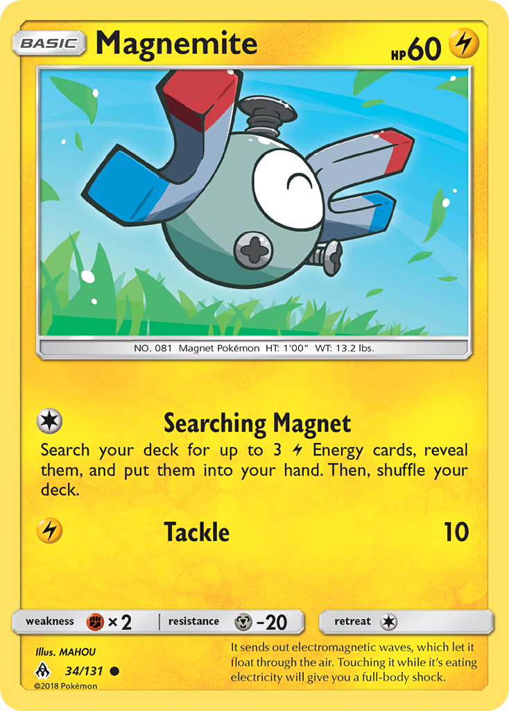 Magnemite 34/131 English Pokémon card from Forbidden Light (2018)