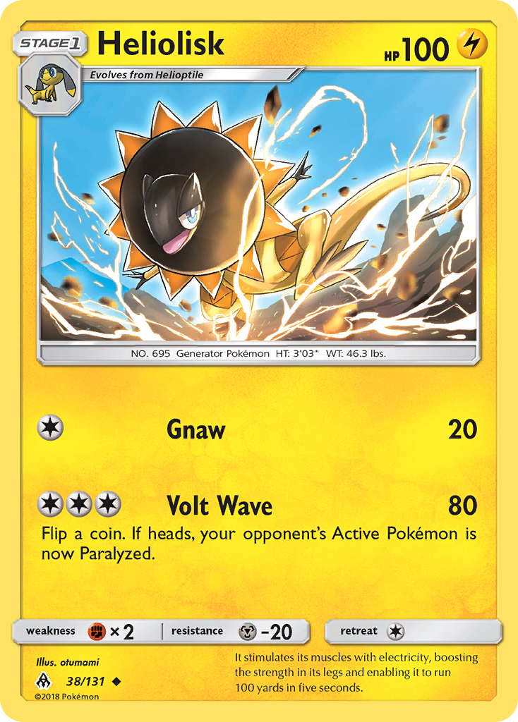 Heliolisk 38/131 English Pokémon card from Forbidden Light (2018)