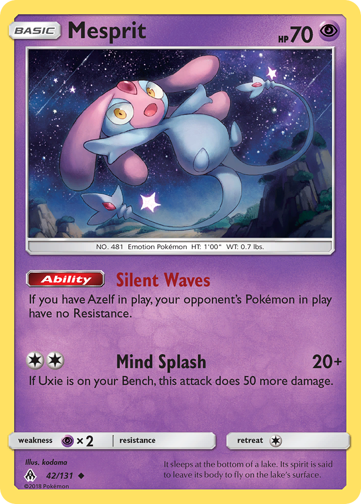 Mesprit 42/131 English Pokémon card from Forbidden Light (2018)
