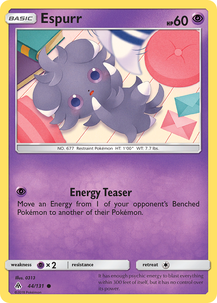 Espurr 44/131 English Pokémon card from Forbidden Light (2018)