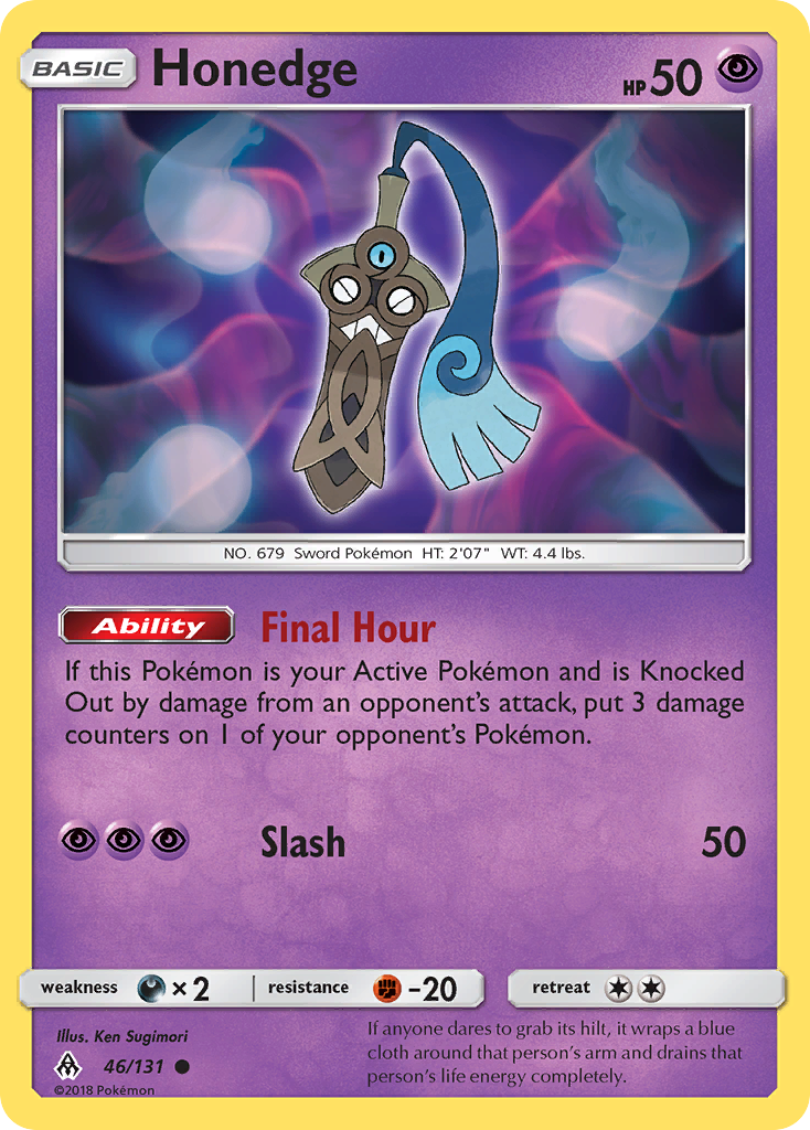 Honedge 46/131 English Pokémon card from Forbidden Light (2018)