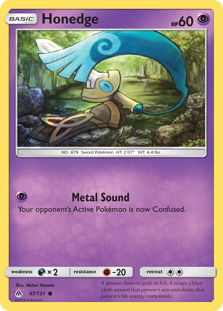 Honedge 47/131 English Pokémon card from Forbidden Light (2018)