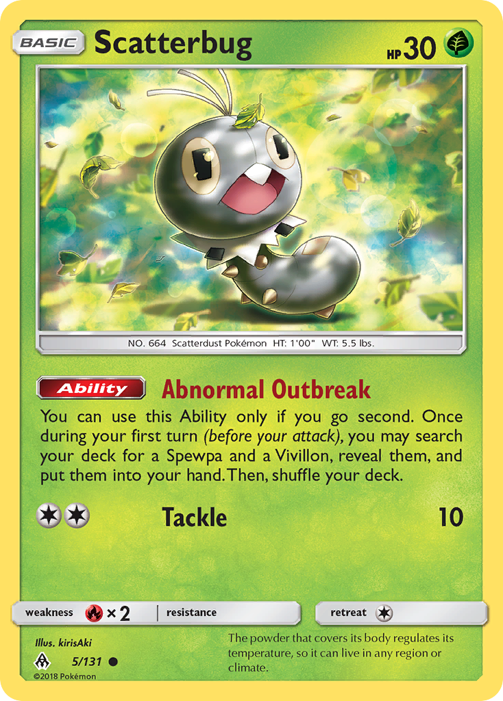 Scatterbug 5/131 English Pokémon card from Forbidden Light (2018)