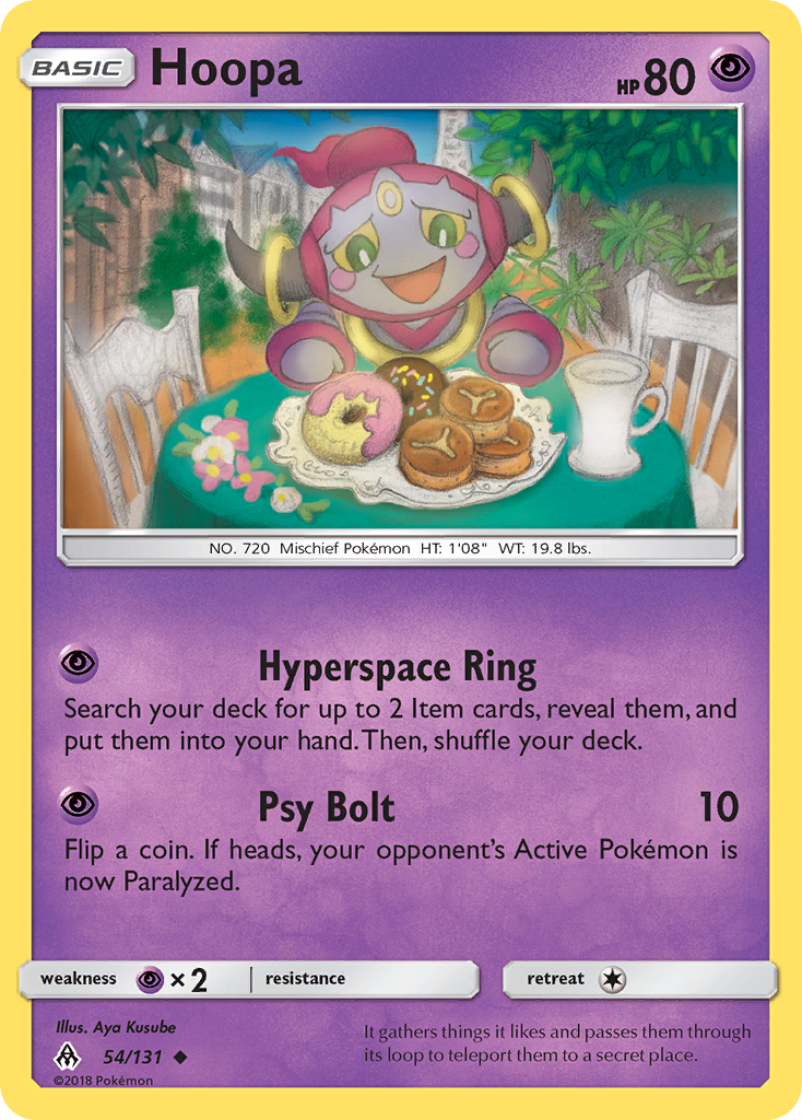 Hoopa 54/131 English Pokémon card from Forbidden Light (2018)