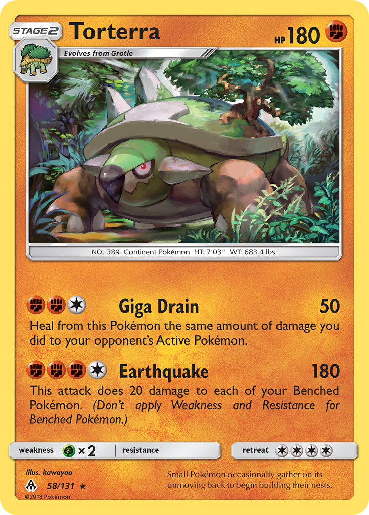 Torterra 58/131 English Pokémon card from Forbidden Light (2018)